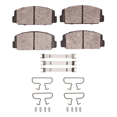 Dynamic Friction Co 5000 Advanced Brake Pads - Semi Metallic and Hardware Kit, Long Pad Wear, Front 1551-0112-01